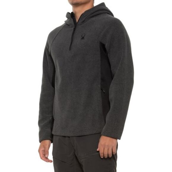 Spyder Boundless | NWT Charcoal & Black Quarter Zip Pullover Hoodie Sweatshirt - Picture 1 of 12